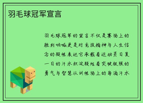 羽毛球冠军宣言